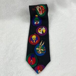 Warner Bros. Looney Tunes Characters Black Silk Tie